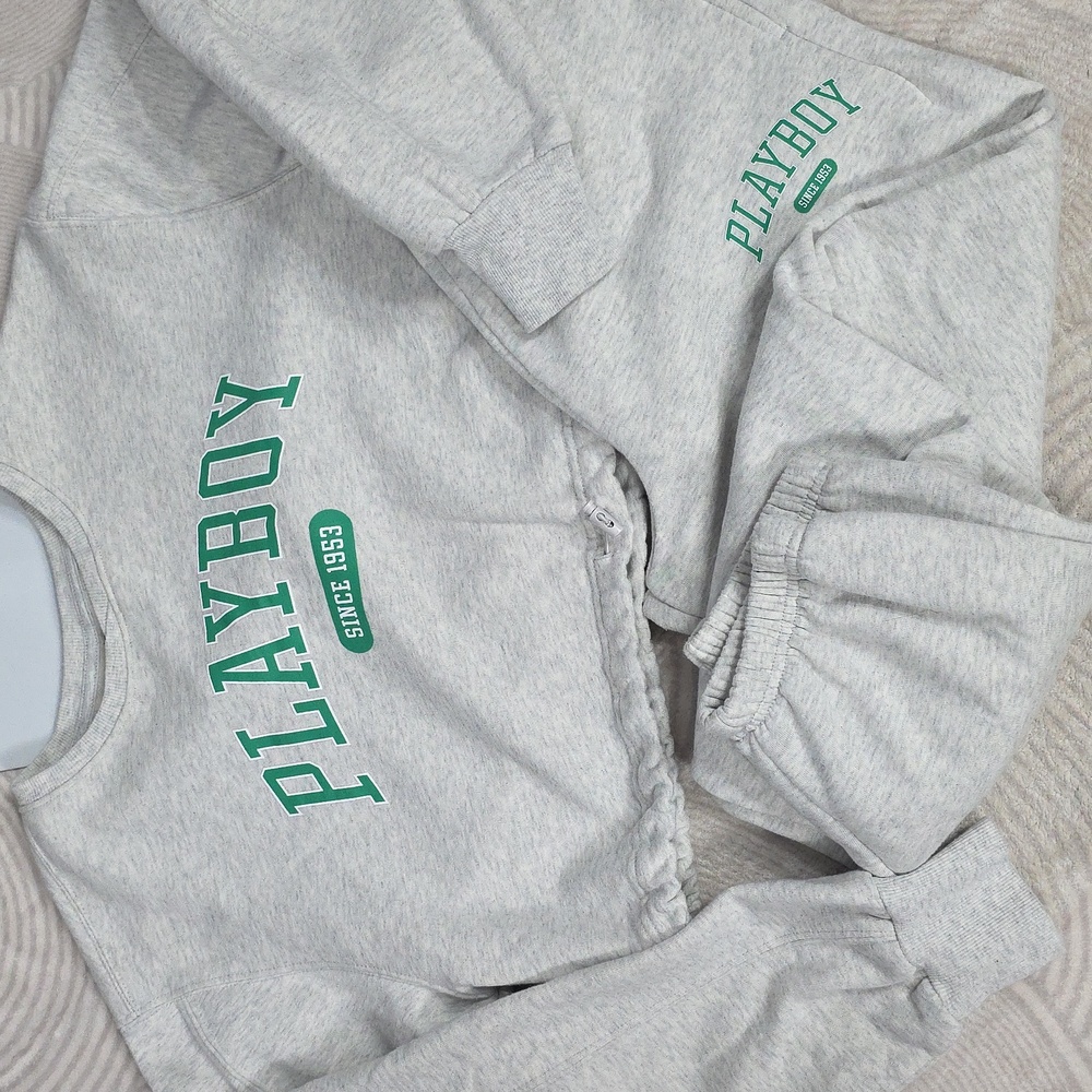 PacSun Heather Gray Lounge Set with Green Playboy Logo - Picture 15 of 15